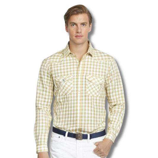 Small checks shirt for Men in Beige