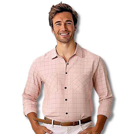 Mens Pink checks shirt for Office wear
