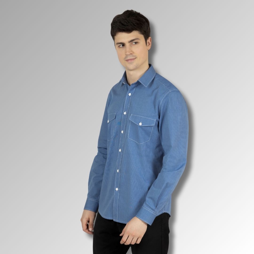 Blue office shirt for men