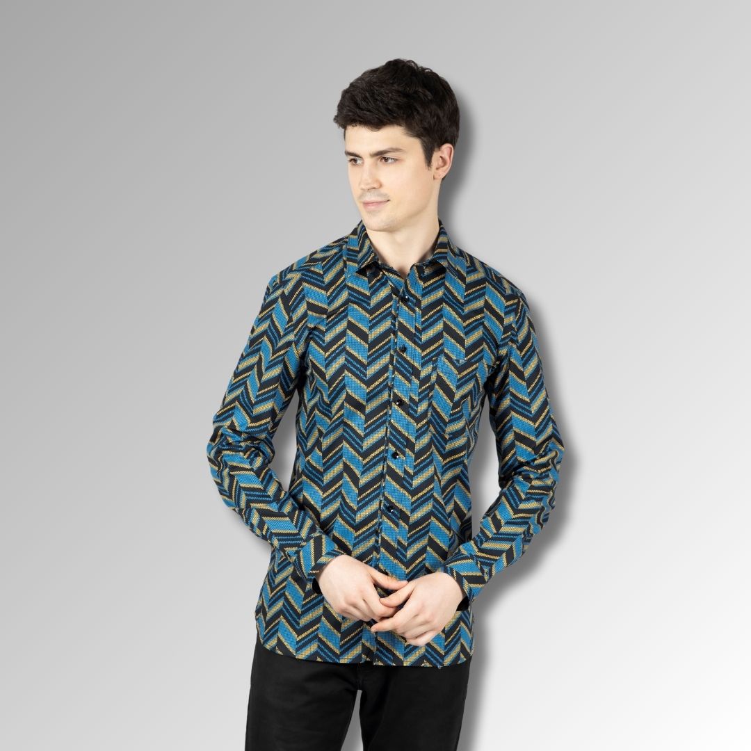 Black Printed Mens Shirt