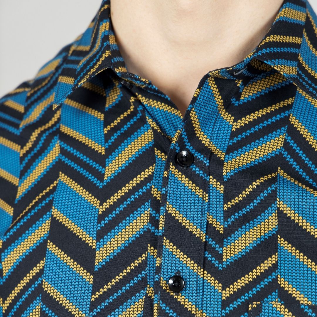 Close Up of Black Printed Shirt For Mens Shir