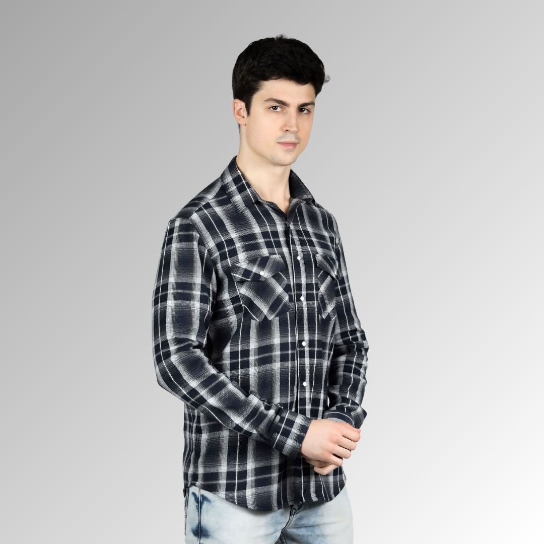 Navy Blue Big Checks mens shirt