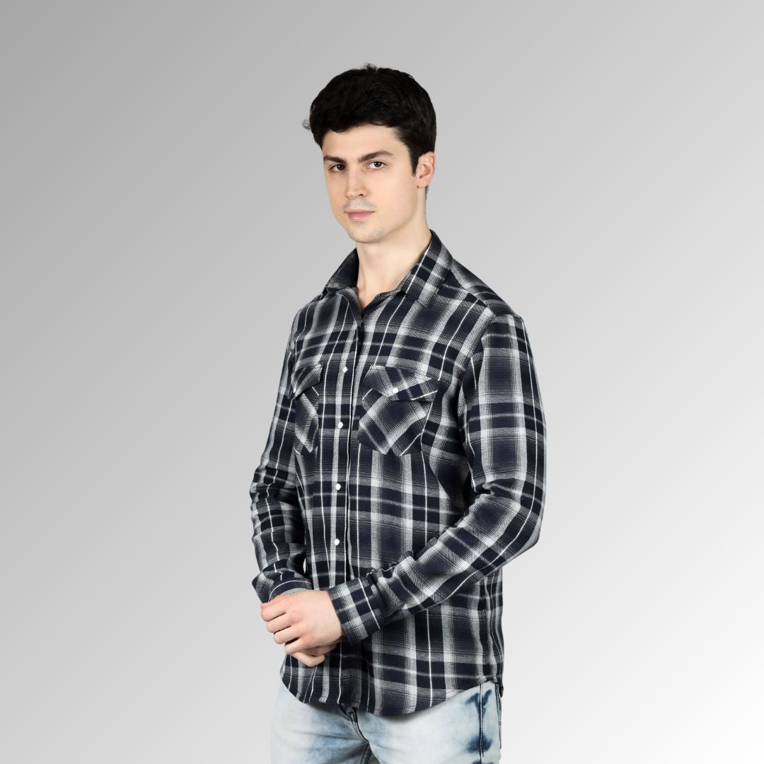 Navy Blue & white cheack for men