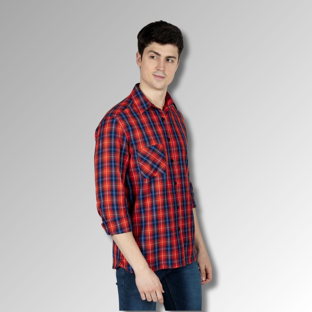 Red Checks slim fit  mens Shirt