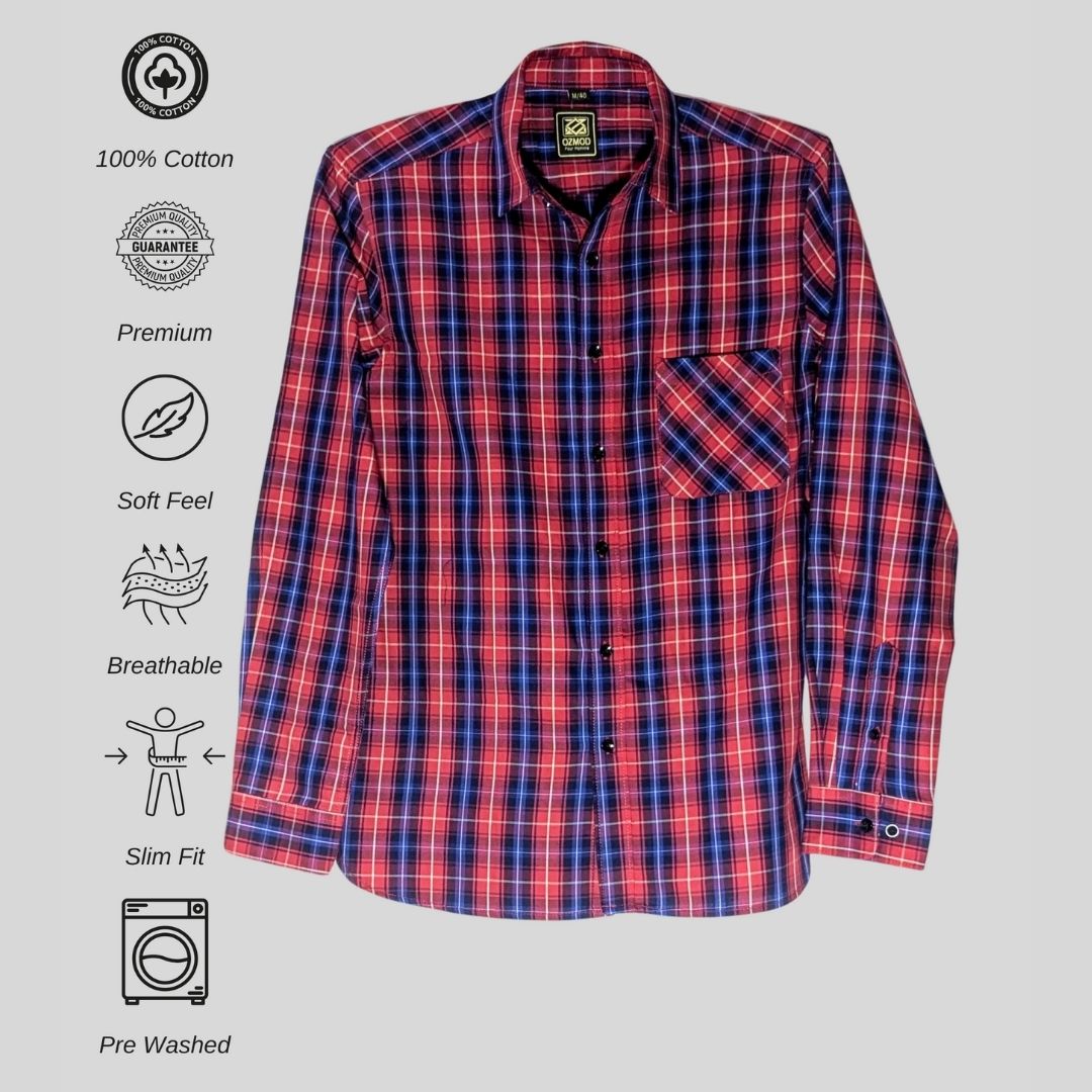 Red Checks Shirt for  men