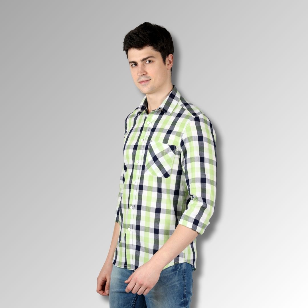 Green & white checks for men