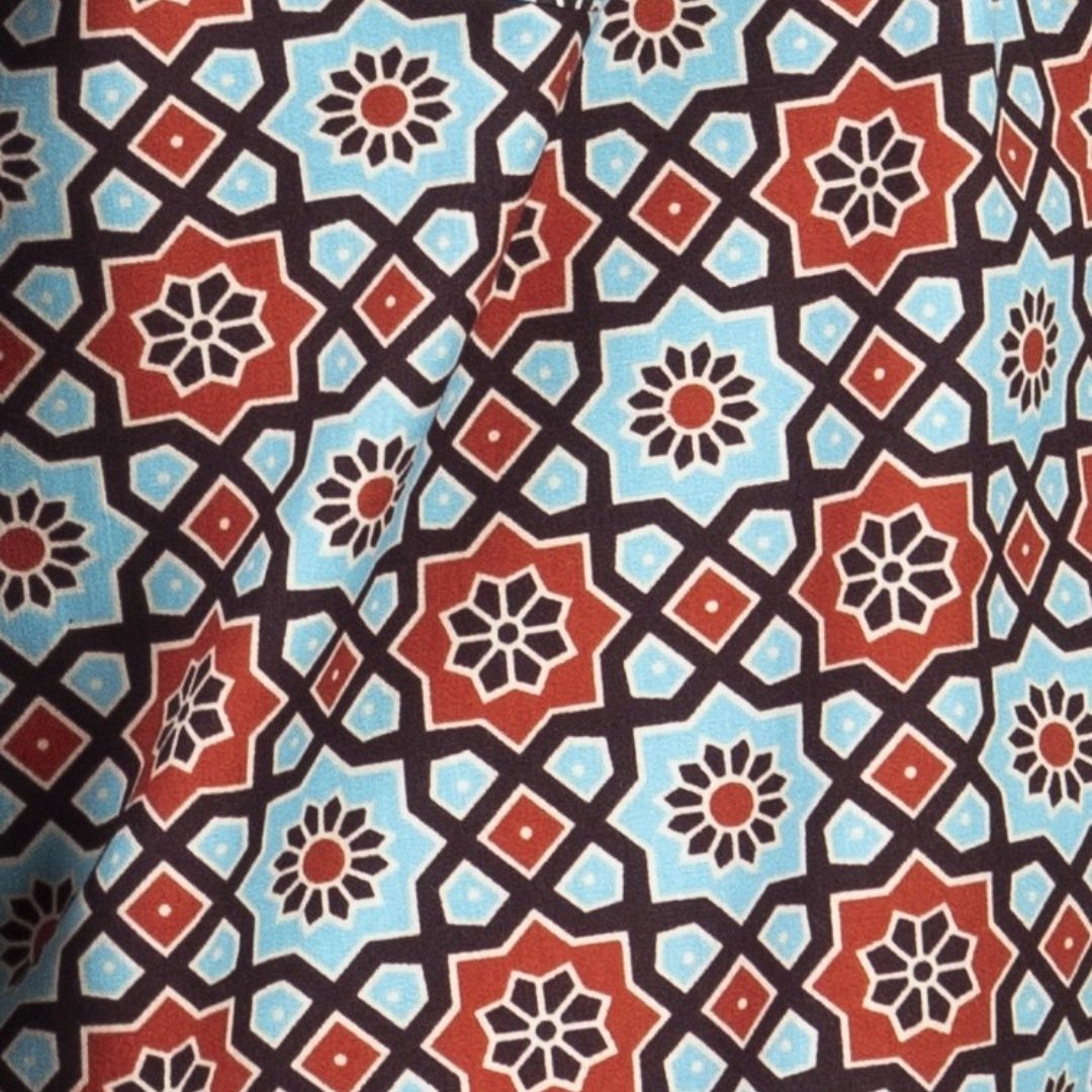 Fabric Swatch of Green Printed For Men