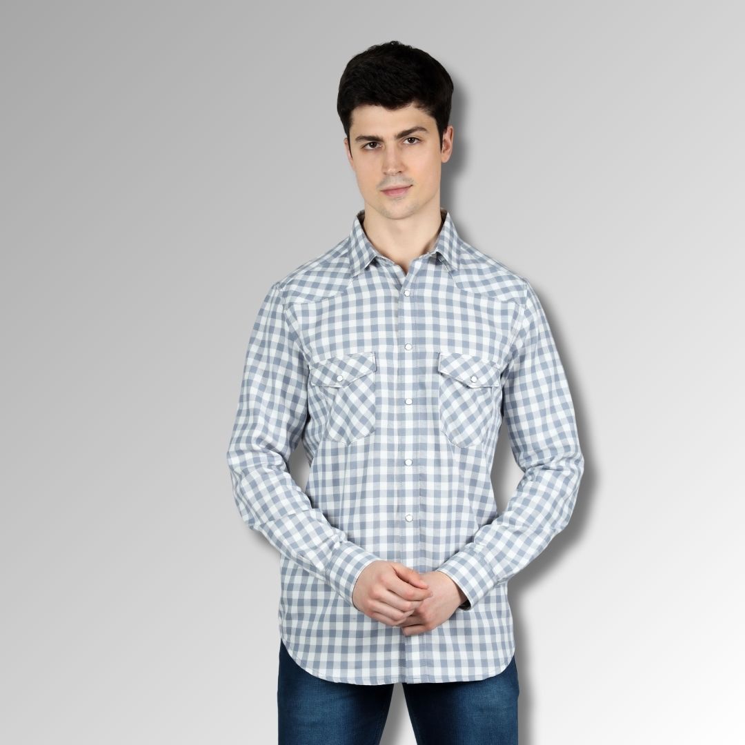 Grey Checks shirt for men