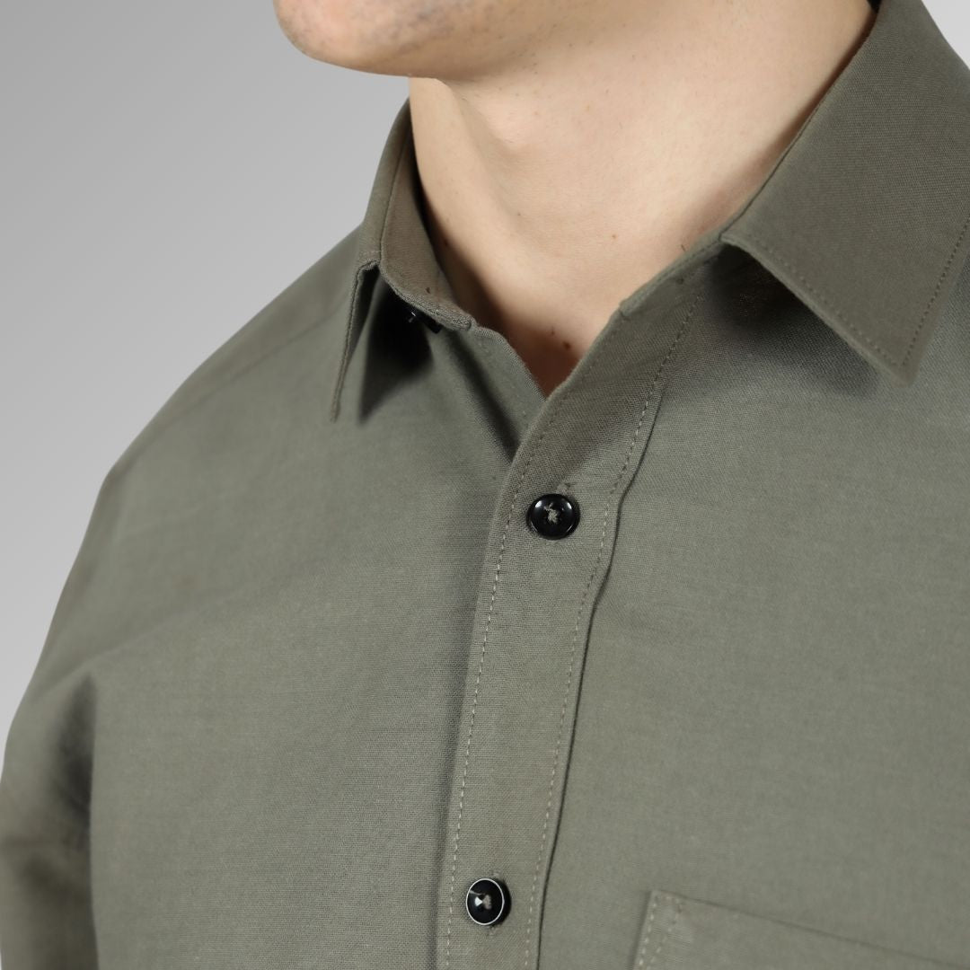 Close Up of Olive Green Shirt for Men
