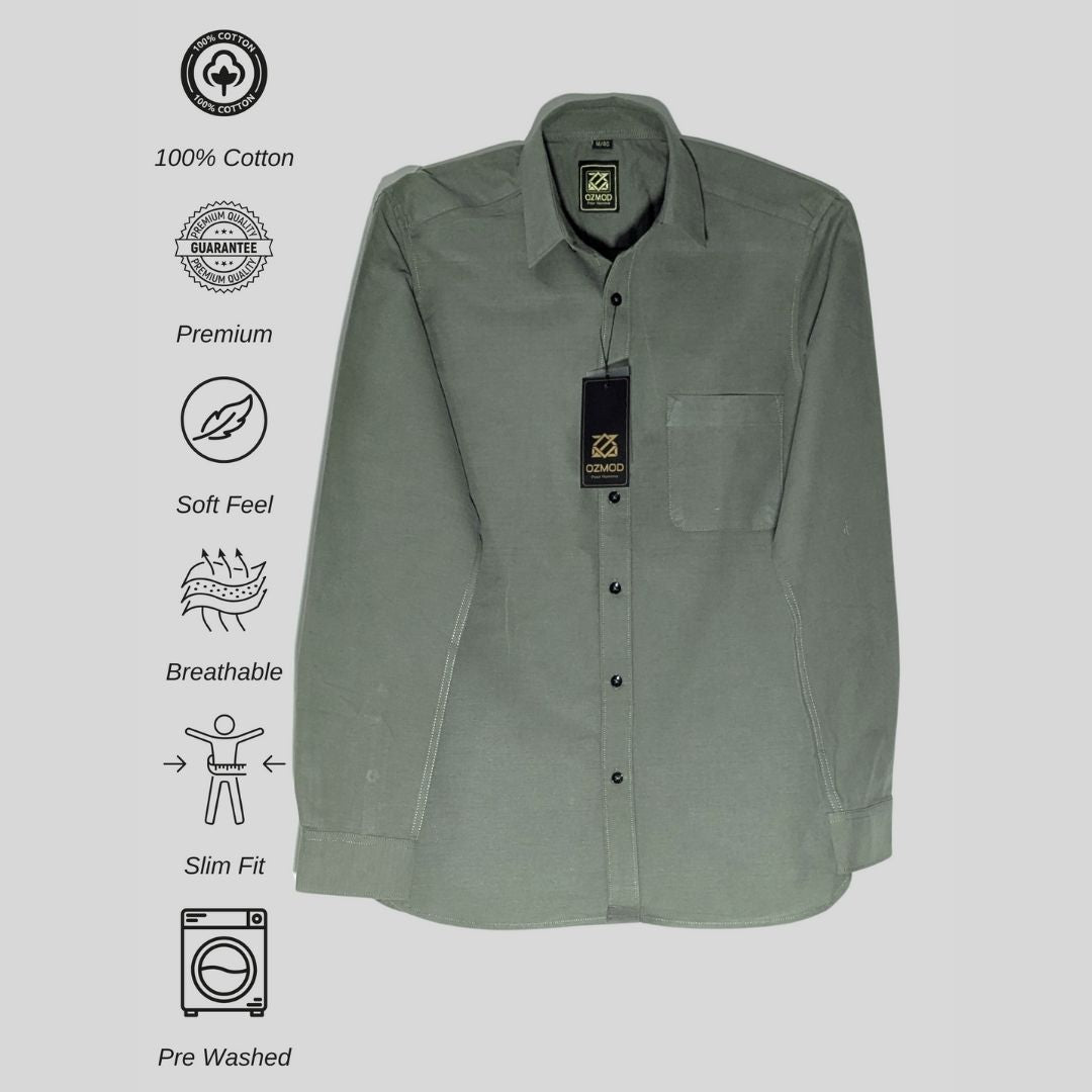 Military Green Shirt with white tee shirt Inside