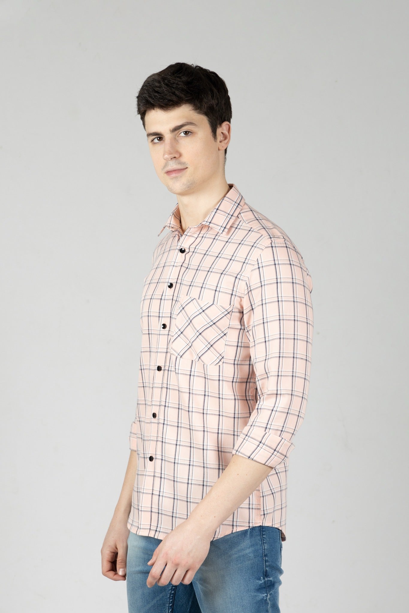 Men's Checked Pink Comfort Cotton Shirt main image 1