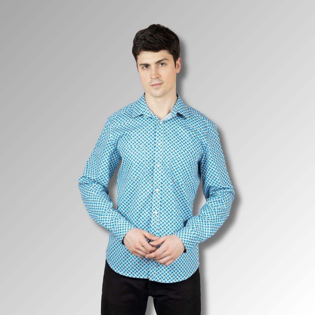 Blue Printed shirt  for men