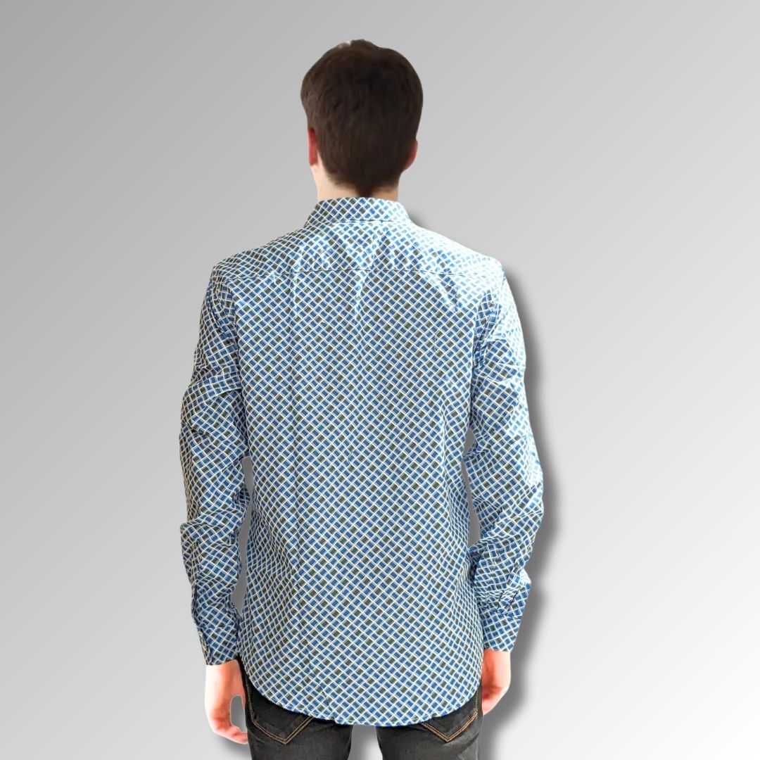 Blue Printed Shirt  For Men