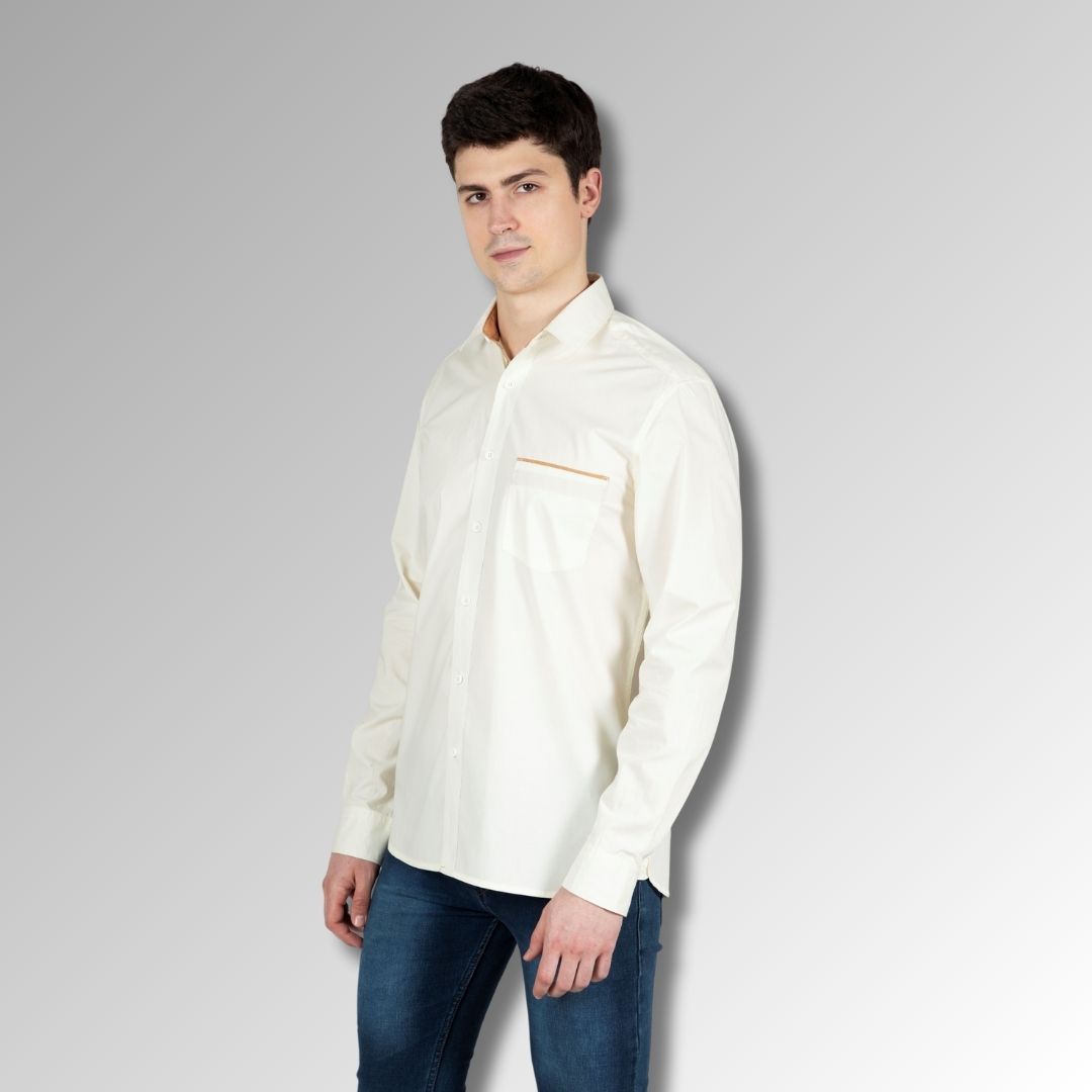 White shirt with  brown trim