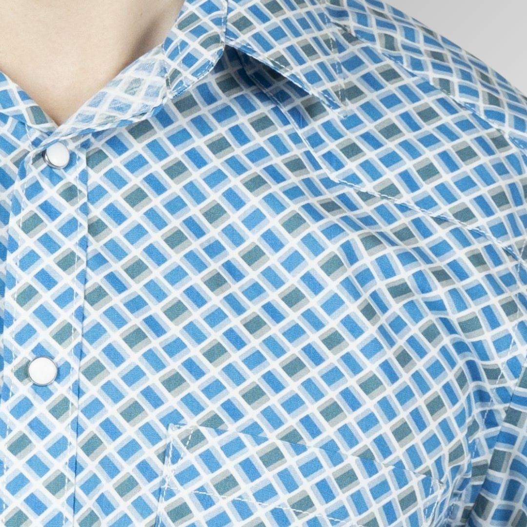 Close Up of Blue  Printed Shirt for  Men