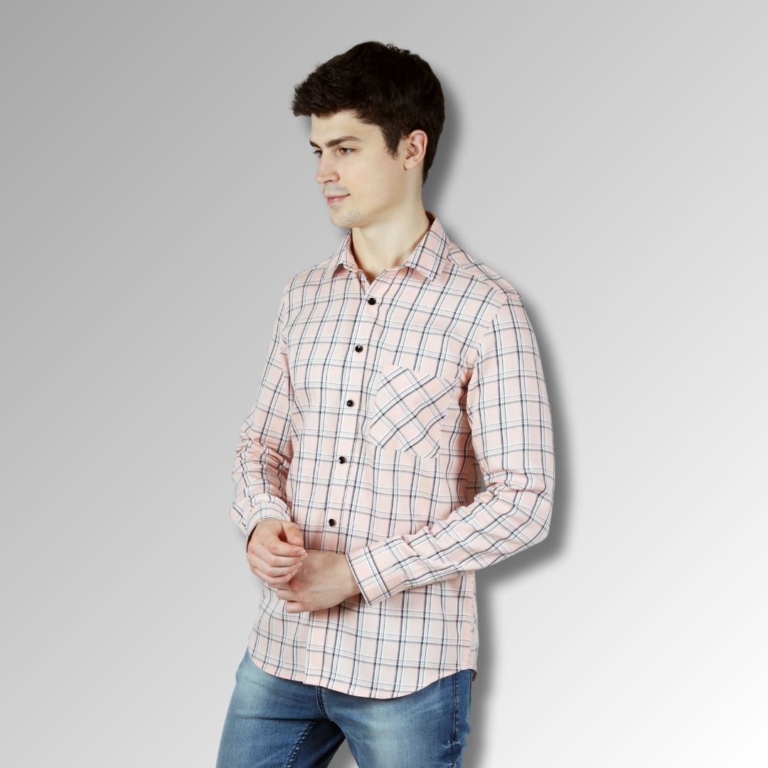 Pink checks shirt for men