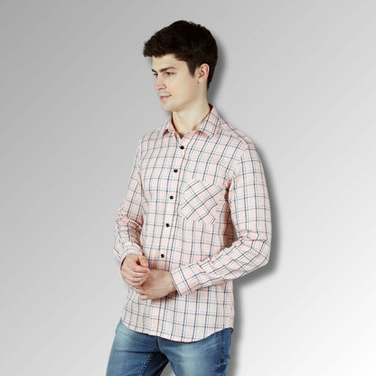 Pink checks shirt for men