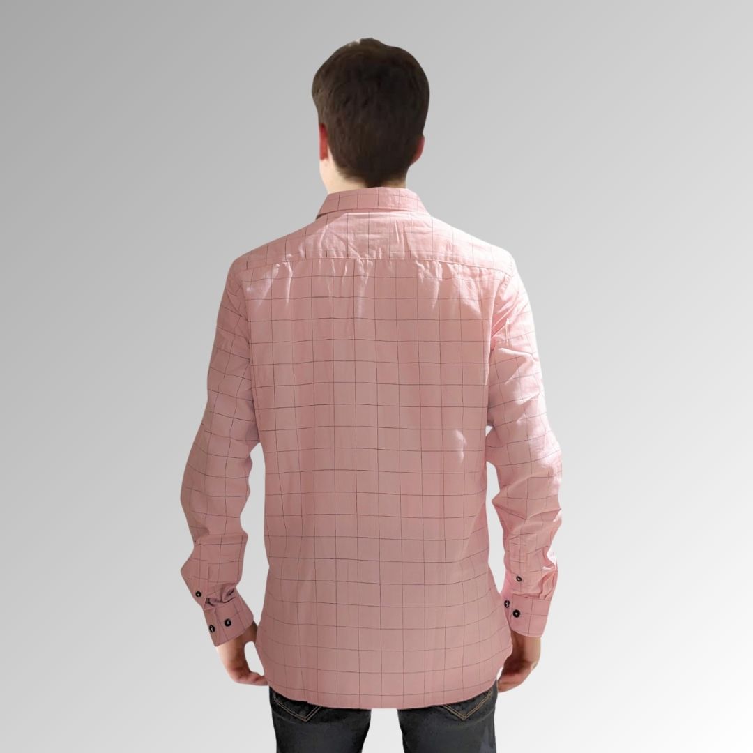 Pink Checks Shirt  For Men