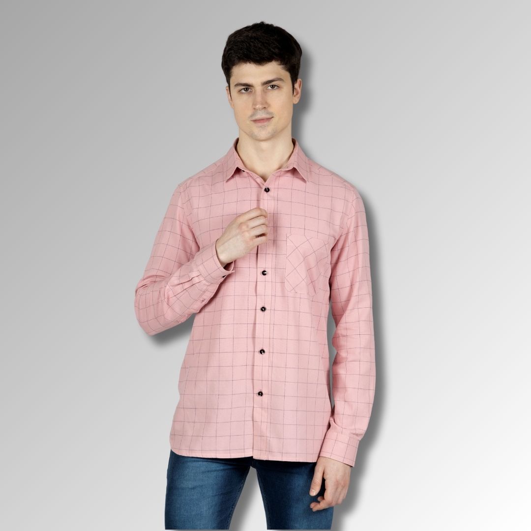 Pink checks shirt for  men