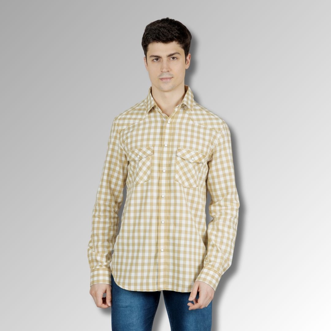 Beige Checks shirt  for men
