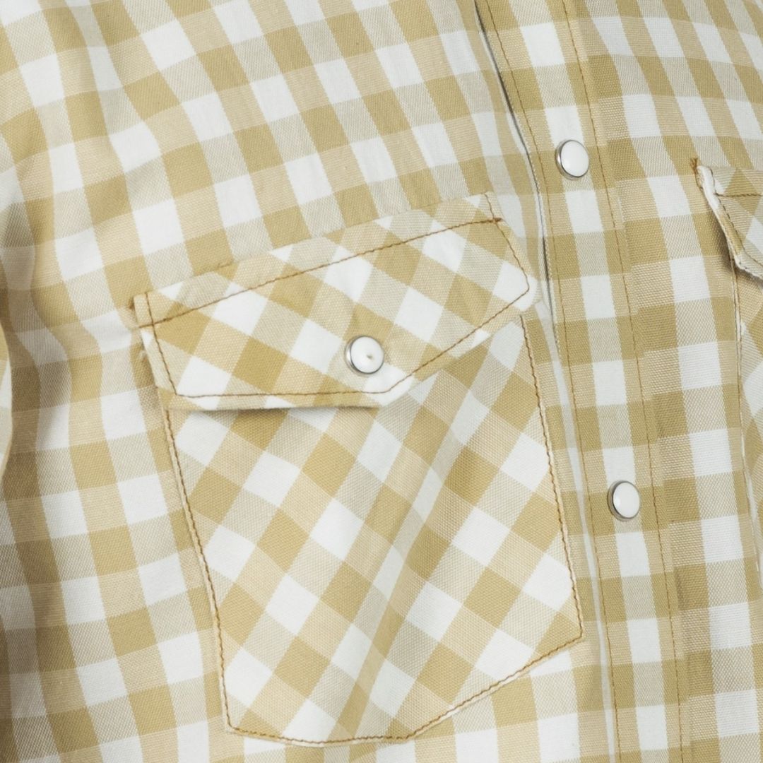 lose Up of beige  Checks Shirt for  Men